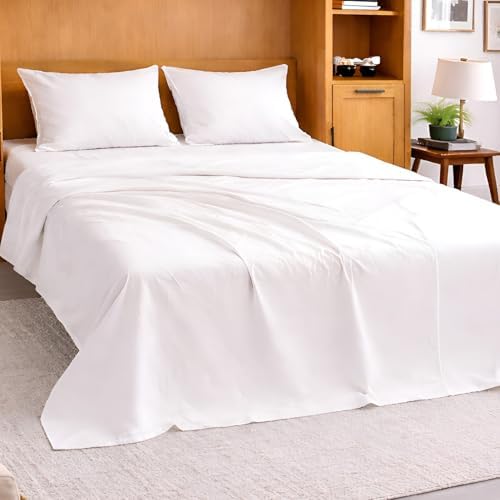 Cottington Lane White Sheets for Murphy Bed Mattress, 4 Piece Premium Ultra Soft Brushed Microfiber Twin XL Size Wall Bed Sheet Set, 6-10 Inch Deep Pocket with All-Around Elastic