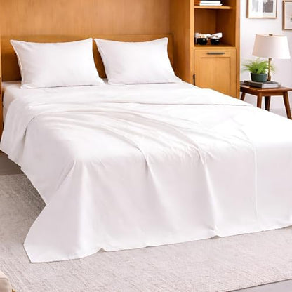 Cottington Lane White Sheets for Murphy Bed Mattress, 4 Piece Premium Ultra Soft Brushed Microfiber Twin Size Wall Bed Sheet Set, 6-10 Inch Deep Pocket with All-Around Elastic