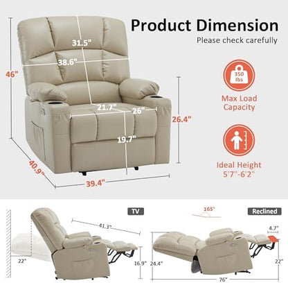 MCombo Dual Motor Power Lift Recliner Heat and Massage, R7688, Large-Wide