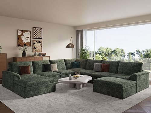EASE MOOSE Boneless Couch for Living Room, Large Modular Sectional, Green