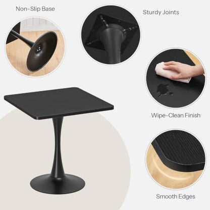HOOBRO Dining Table, Square Dining Table for 2, 27.6" Dining Room Table for Small Spaces, Tulip Kitchen Table, Anti-Slip Heavy Base, Easy to Assemble, for Living Room, Kitchen, Black BB18CZ01