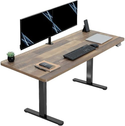 VIVO Electric Standing Desk, Smooth 3-Piece 60" x 24" Reclaimed Wood Top