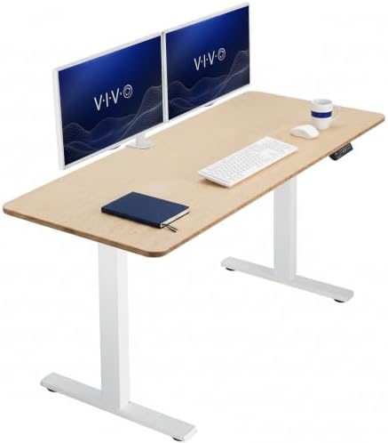 VIVO Electric Standing Desk, Solid 1-Piece 60" x 24" Real Bamboo Top