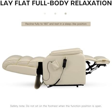 DYNOX 9298 Large Power Lift Recliner Chair for Elderly, 400 lbs, Cream