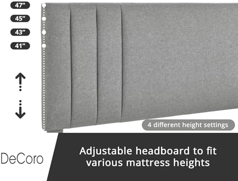 DeCoro Chicago Channel Tufted Upholstered Platform Bed, Light Gray, King