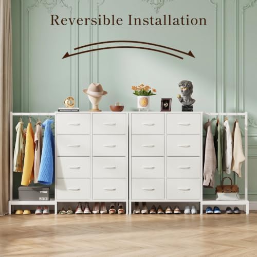 Dresser with Hanging Rack with 8 Drawers, 50''W Closet