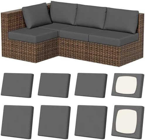 8Pcs Outdoor Cushion Covers, Stretch Patio Furniture Couch Chair Slipcovers