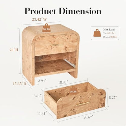 Night Stand Set of 2, 2-Drawer