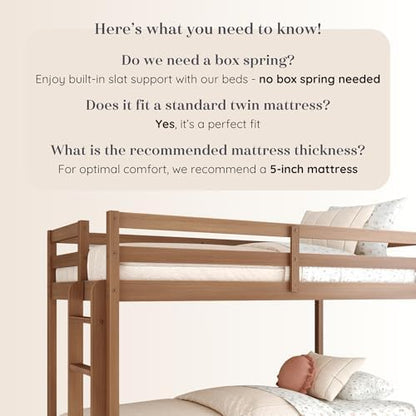 Bear Twin Over Twin Bunk Bed, Oak Embossed Pecan