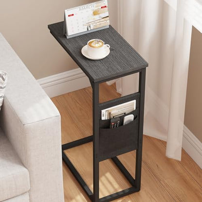 TUTOTAK C Shaped End Table, Side Table for Couch, Sofa Table