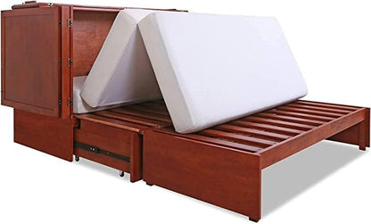 Mega Solutions Emurphybed Daily Delight Murphy Cabinet Chest Bed with Charging Station 8 Inch, Queen (Cherry)