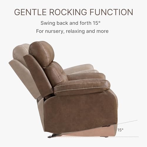 KISLOT Faux Leather Recliner Chair, Manual Ergonomic Rocker, Brown