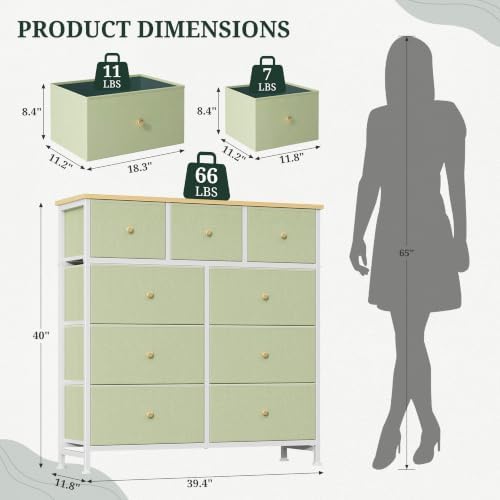 9 Drawer Dresser for Bedroom, Fabric Storage Drawer Unit