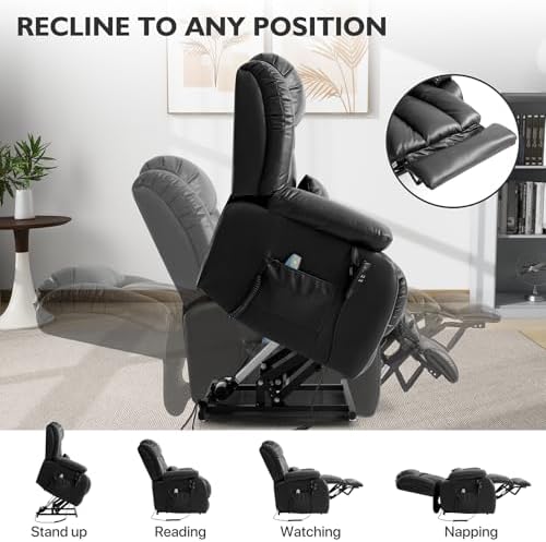EDILLY Large Leather Power Lift Recliner Chairs for Elderly