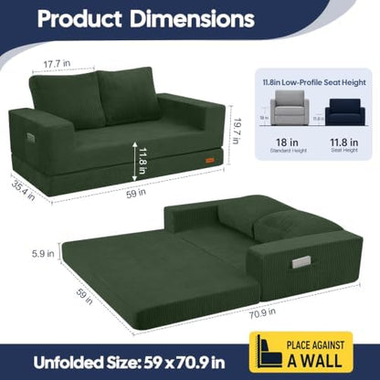 COMAX Futon Sofa Bed, Convertible Sofa Bed, Folding Boneless Couches
