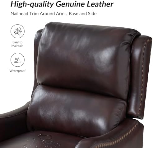 HULALA HOME Genuine Leather Recliner Chair Set of 2, Espresso