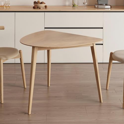 Acanva Small Triangle Dining Room Table for 2-3 People, Natural Oak