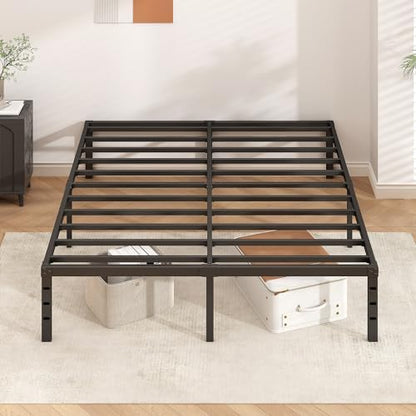 HLIPHA Metal Platform Bed Frame 16 Inch Tall,No Box Spring Needed,Queen Size Bed with Heavy Duty Strong Support Slats,Easy to Assemble,Black