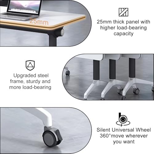 Folding Conference Room Tables with Wheels, Black 8Pack Training Tables