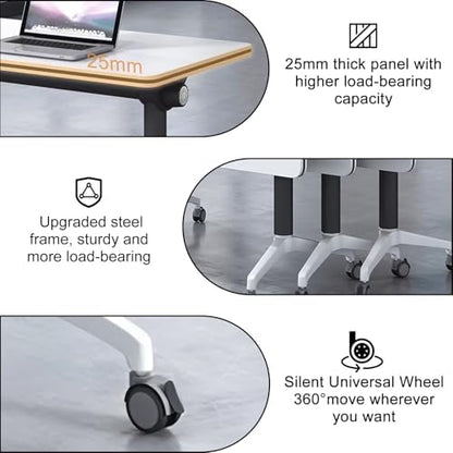 Folding Conference Room Tables with Wheels, Black 8Pack Training Tables