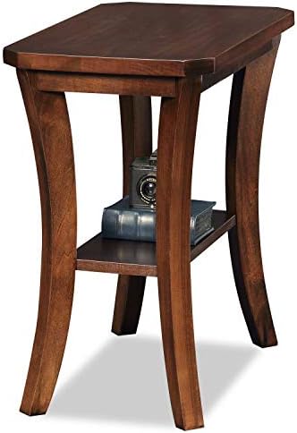 Leick Home Boa End Table, Solid Wood, Narrow, Bottom Display Shelf, Easy-Assembly, For Living Room/Bedroom, Chocolate Oak, 24.0 in. L x 14.0 in W x 24.0 in. H, 10305