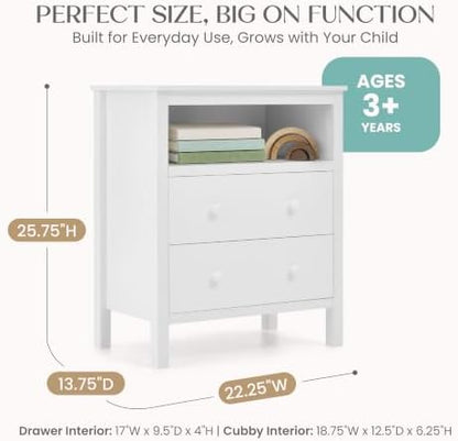 Delta Children Dreamer Kids Nightstand with Interchangeable Knobs, White