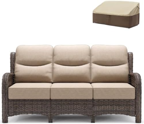 Oversized 3-Seater Outdoor Sofa with High Back and 6-Inch Cushions