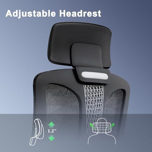 Logicfox Ergonomic Office Chair,High Back Mesh Desk Chair with Headrest