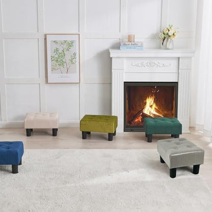 BRIAN & DANY Small Foot Stool, Leather Foot Stools with Legs, Stable Small Footstool for Living Room, Charcoal Gray