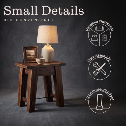 Alaterre Furniture Durango Solid Wood End Table Set of 2, Natural, 27”