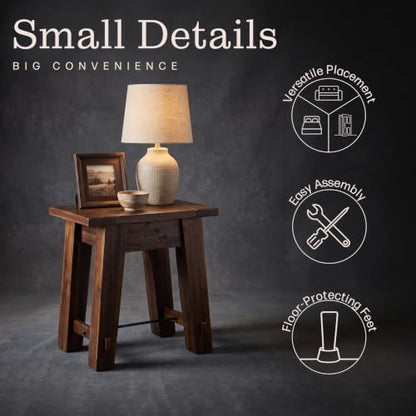 Alaterre Furniture Durango Solid Wood End Table Set of 2, Natural, 27”