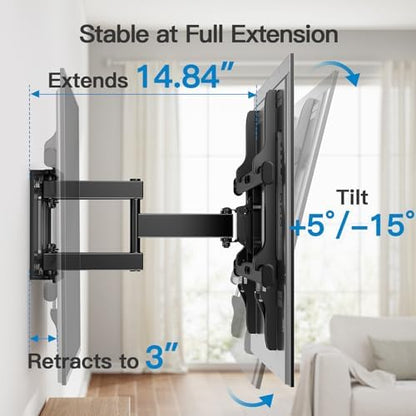Pipishell Full Motion TV Wall Mount for Most 37-84 Inch TVs up to 132lbs