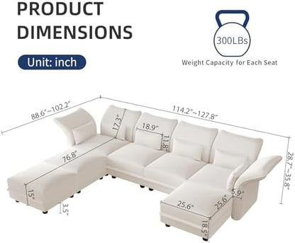 Corduroy Modular Sectional Cloud Couch with Storage, Oversized 7-Seat