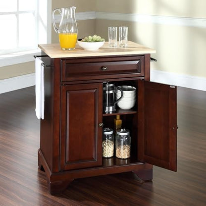 Crosley Furniture Lafayette Small Rolling Kitchen Island, Wood Top