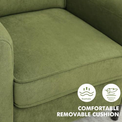 Accent Chair Set of 2, Mid Century Modern Arm Chair with Thick Cushion and Back, Upholstered Comfy Reading Chair Single Sofa Chair for Living Room, Bedroom, Club, Green