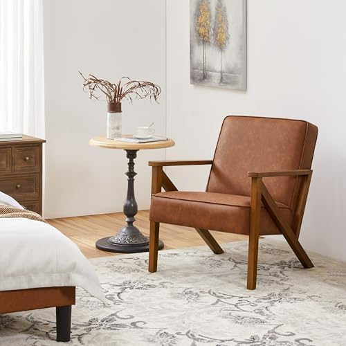 Yaheetech Mid-Century Accent Chairs Set of 2, Light Brown