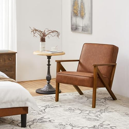 Yaheetech Mid-Century Accent Chairs Set of 2, Light Brown