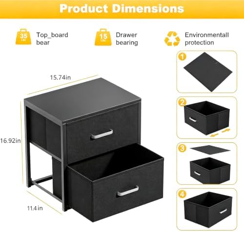2 Pack Stackable Storage Drawers, Closet Drawers, Black