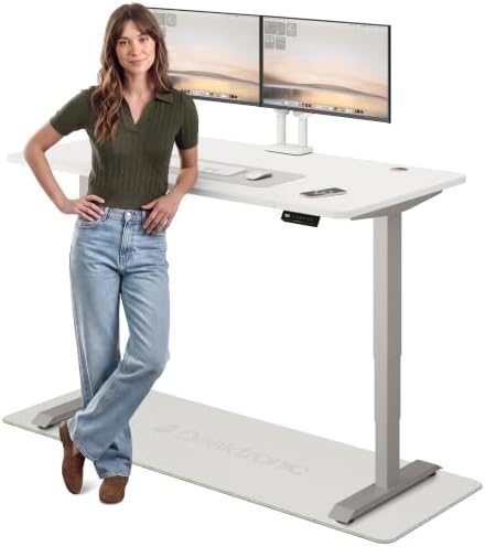 Desktronic HomePro Standing Desk 60x30 — Made in Europe, Ergonomic Sit Stand Home Office Desk, Electric Height Adjustable, Dual Motor, USB & USB-C Charging, Wobble-Free, Touchscreen, 3 Memory Presets