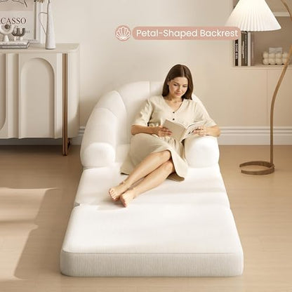 Yaheetech 93" Folding Sofa Bed Convertible Sofa Chenille, Beige