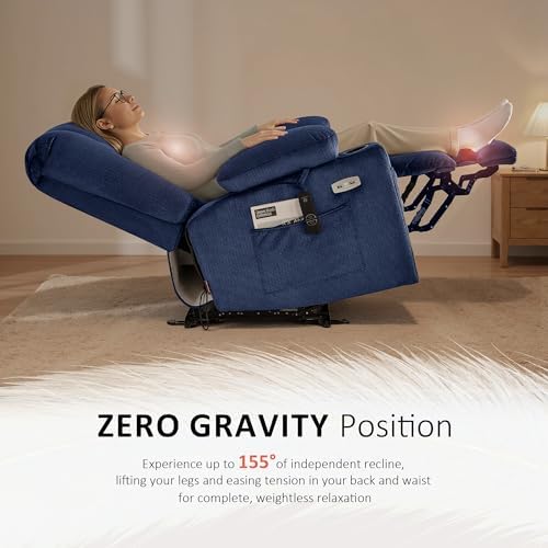 MCombo Small Power Recliner Chair with Heat and Massage 6079 (Blue)