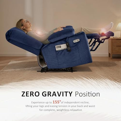 MCombo Small Power Recliner Chair with Heat and Massage 6079 (Blue)