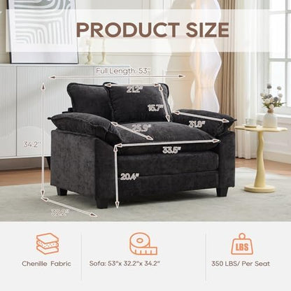 IPKIG 53" Modular Sectional Cloud Couch, Modern Single Seater Sofa