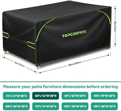 Topcrown Patio Furniture Covers Waterproof for Outdoor 86"L X 44"W X 28"H