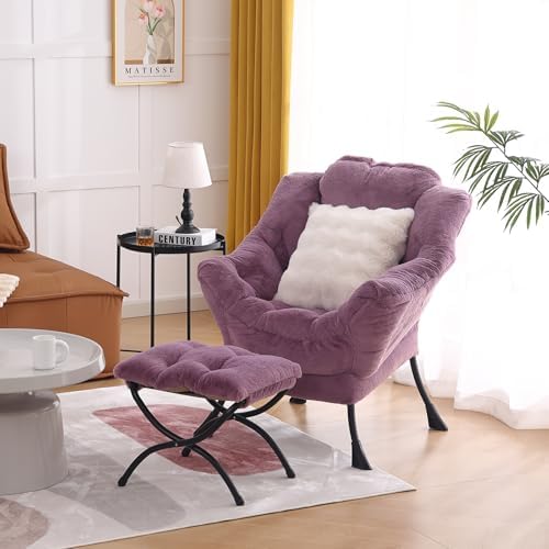 Lazy Chair with Ottoman, Comfy Reading Chair for Bedroom