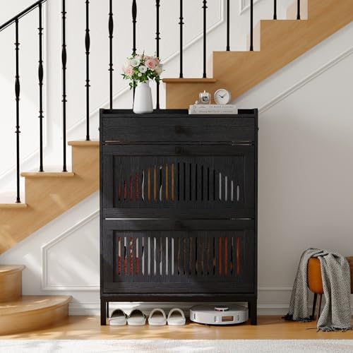 GarveeHome Freestanding Shoe Cabinet for Entryway with 2 Flip Drawers