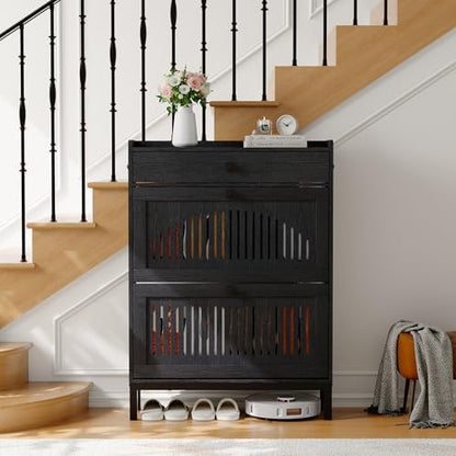 GarveeHome Freestanding Shoe Cabinet for Entryway with 2 Flip Drawers