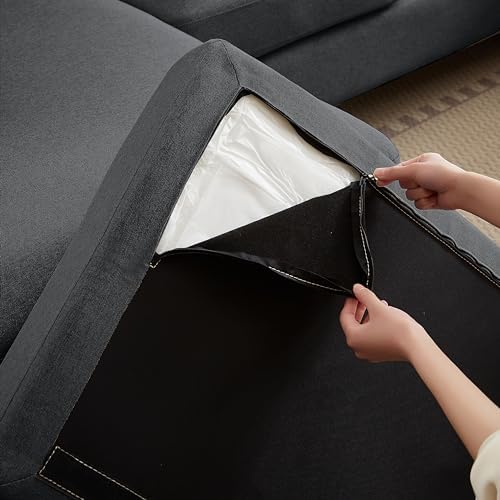 105" Sectional Sofa for Living Room, U-Shape 4 seat Large Couch with Double Chaises Polyester Linen Fibre for Living Room, Dark Grey