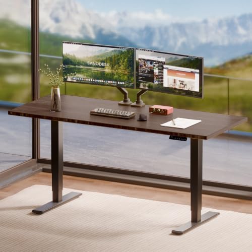 SANODESK Solid Bamboo Dual Motor Standing Desk, 220 lbs, 72×30