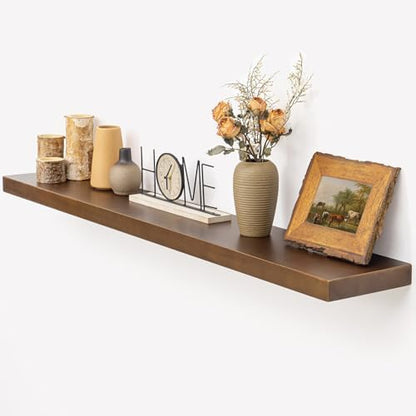 Marsmiles Dark Wood Floating Shelves, 48'' x 7.7'' x 1.6'', Set of 1